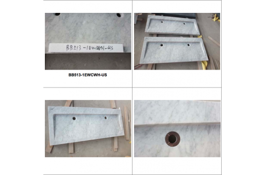 Double vasque en pierre marbre de Carrare 120cm YATE WHITE Double vasque en pierre marbre de Carrare 120cm YATE WHITE