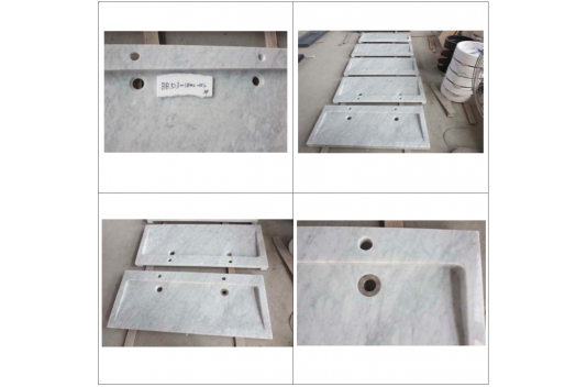 Double vasque en pierre marbre de Carrare 120cm YATE WHITE Double vasque en pierre marbre de Carrare 120cm YATE WHITE