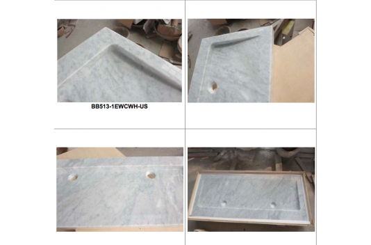 Double vasque en pierre marbre de Carrare 120cm YATE WHITE Double vasque en pierre marbre de Carrare 120cm YATE WHITE