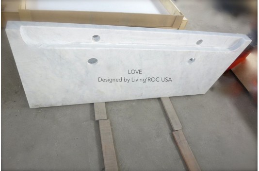 Double vasque en pierre marbre de Carrare 120cm YATE WHITE Double vasque en pierre marbre de Carrare 120cm YATE WHITE