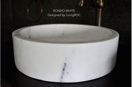 Vasque marbre blanc pierre naturelle véritable Dia 40 RONDO WHITE