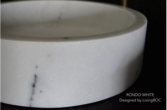 Vasque marbre blanc pierre naturelle véritable Dia 40 RONDO WHITE