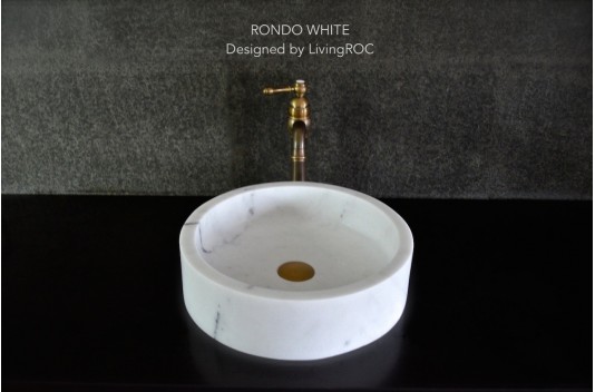 Vasque marbre blanc pierre naturelle véritable Dia 40 RONDO WHITE