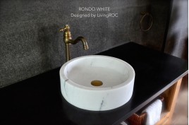 Vasque marbre blanc pierre naturelle véritable Dia 40 RONDO WHITE