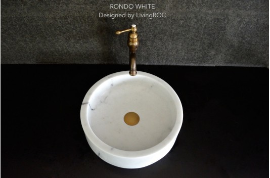 Vasque marbre blanc pierre naturelle véritable Dia 40 RONDO WHITE