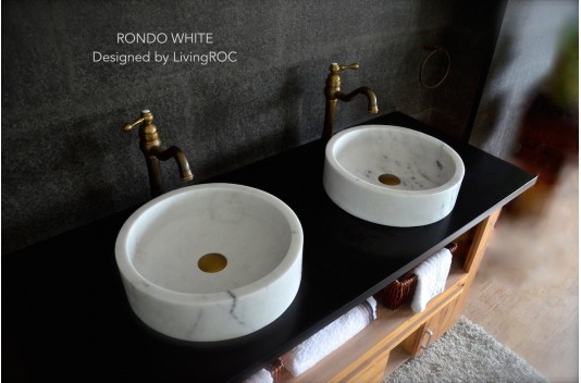 Vasque marbre blanc pierre naturelle véritable Dia 40 RONDO WHITE