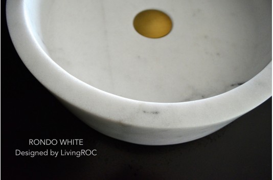 Vasque marbre blanc pierre naturelle véritable Dia 40 RONDO WHITE