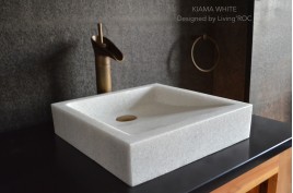 Vasque salle de bain à poser en pierre blanche marbre KIAMA WHITE