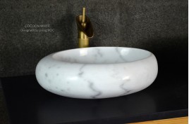 Vasque marbre Blanc oblongue salle de bain COCOON WHITE