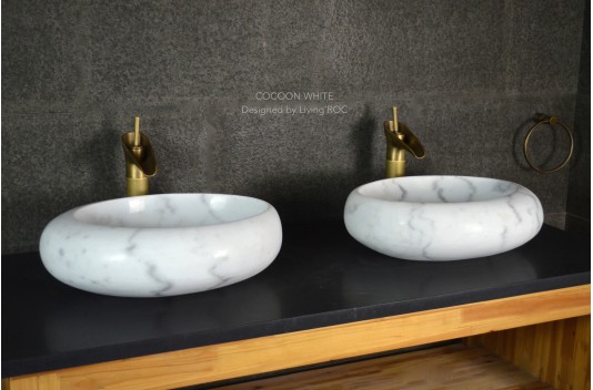 Vasque marbre Blanc oblongue salle de bain COCOON WHITE