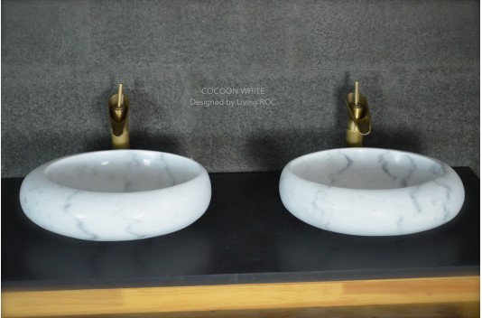 Vasque marbre Blanc oblongue salle de bain COCOON WHITE