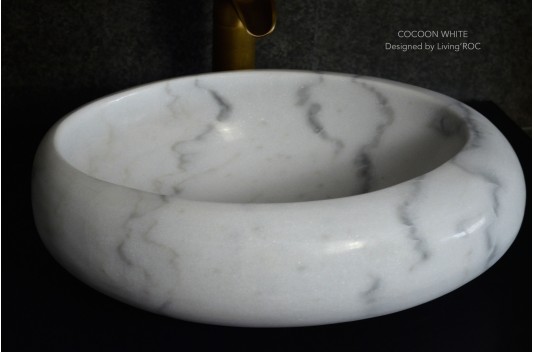 Vasque marbre Blanc oblongue salle de bain COCOON WHITE