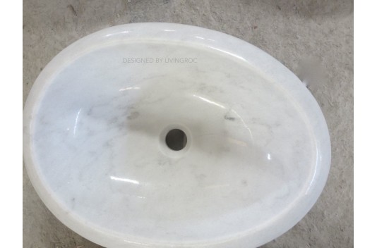 Vasque marbre Blanc oblongue salle de bain COCOON WHITE