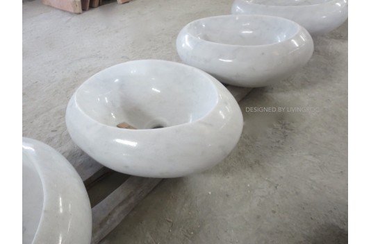 Vasque marbre Blanc oblongue salle de bain COCOON WHITE