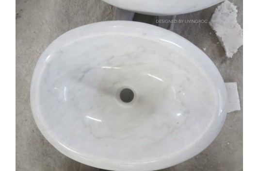 Vasque marbre Blanc oblongue salle de bain COCOON WHITE