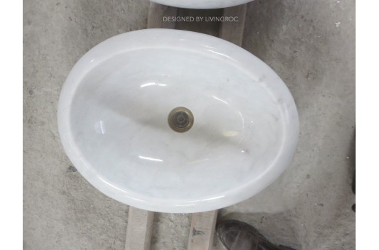 Vasque marbre Blanc oblongue salle de bain COCOON WHITE