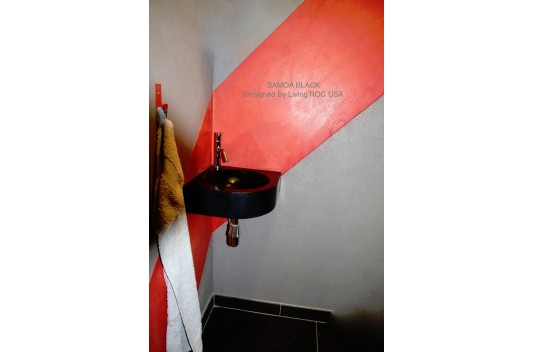 Lave mains d'angle granit noir véritable SAMOA SHADOW Lave mains d'angle granit noir véritable SAMOA SHADOW