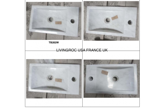 Lave main en Pierre Marbre Blanc KALOO WHITE