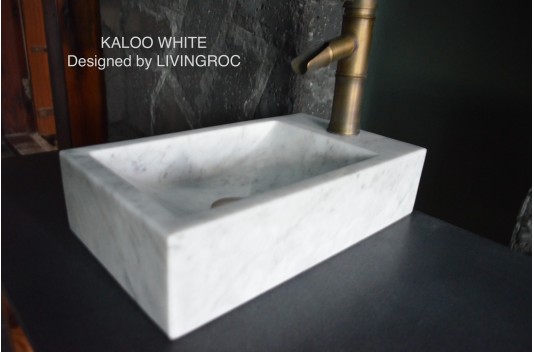 Lave main en Pierre Marbre Blanc KALOO WHITE