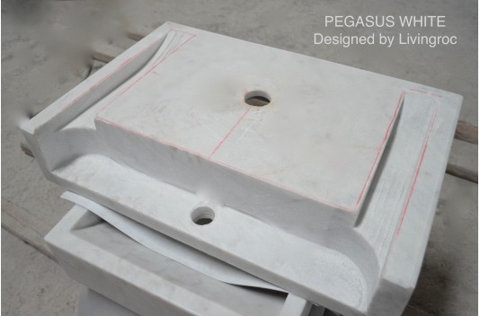 Vasque en pierre naturelle évier en marbre blanc PEGASUS WHITE Vasque en pierre naturelle évier en marbre blanc PEGASUS WHITE