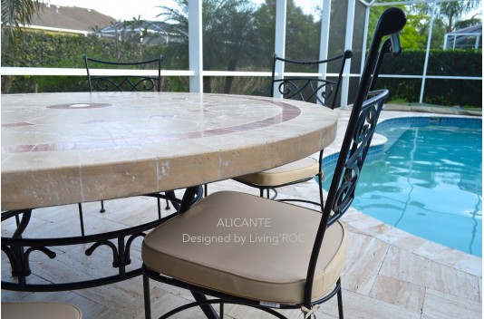 Chaise et fauteuil en fer forgé plein et Coussin lavable DIAMOND Chaise et fauteuil en fer forgé plein et Coussin lavable DIAMOND