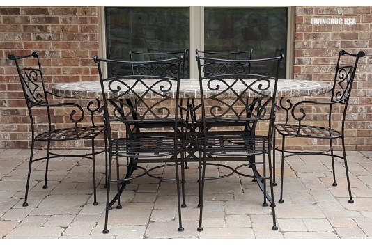 Table de jardin en mosaïque marbre travertin ovale 160-180-240  OVALI Table de jardin en mosaïque marbre travertin ovale 160-180-240  OVALI