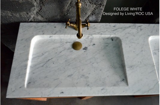 Double vasque blanche marbre de Carrare véritable FOLEGE WHITE Double vasque blanche marbre de Carrare véritable FOLEGE WHITE