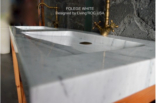 Double vasque blanche marbre de Carrare véritable FOLEGE WHITE Double vasque blanche marbre de Carrare véritable FOLEGE WHITE