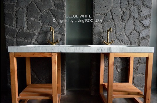 Double vasque blanche marbre de Carrare véritable FOLEGE WHITE Double vasque blanche marbre de Carrare véritable FOLEGE WHITE