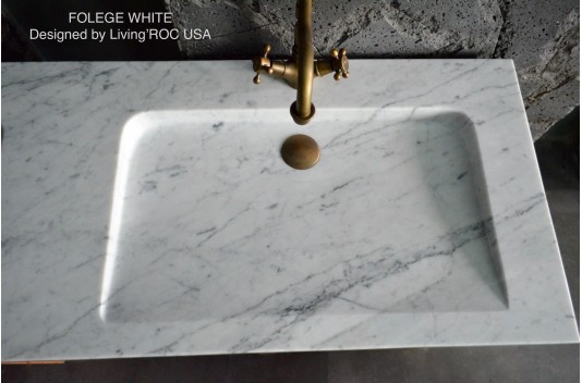 Double vasque blanche marbre de Carrare véritable FOLEGE WHITE Double vasque blanche marbre de Carrare véritable FOLEGE WHITE