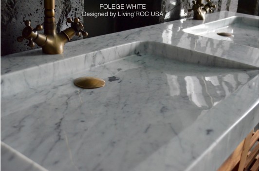 Double vasque blanche marbre de Carrare véritable FOLEGE WHITE Double vasque blanche marbre de Carrare véritable FOLEGE WHITE