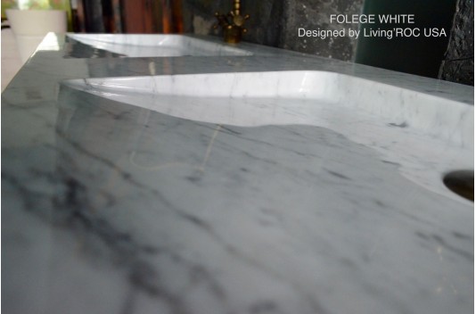 Double vasque blanche marbre de Carrare véritable FOLEGE WHITE Double vasque blanche marbre de Carrare véritable FOLEGE WHITE