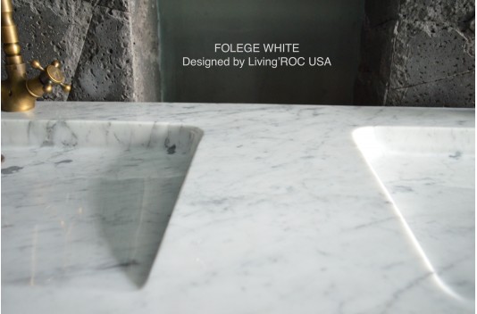 Double vasque blanche marbre de Carrare véritable FOLEGE WHITE Double vasque blanche marbre de Carrare véritable FOLEGE WHITE
