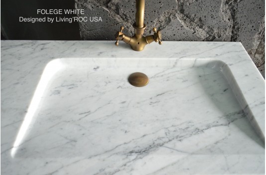 Double vasque blanche marbre de Carrare véritable FOLEGE WHITE Double vasque blanche marbre de Carrare véritable FOLEGE WHITE