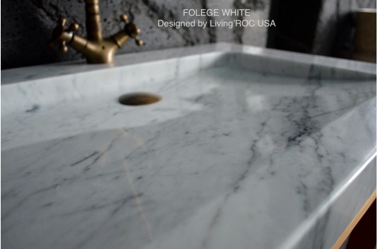 Double vasque blanche marbre de Carrare véritable FOLEGE WHITE Double vasque blanche marbre de Carrare véritable FOLEGE WHITE