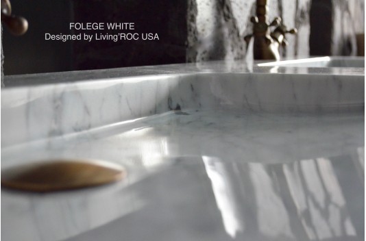 Double vasque blanche marbre de Carrare véritable FOLEGE WHITE Double vasque blanche marbre de Carrare véritable FOLEGE WHITE