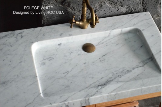 Double vasque blanche marbre de Carrare véritable FOLEGE WHITE Double vasque blanche marbre de Carrare véritable FOLEGE WHITE