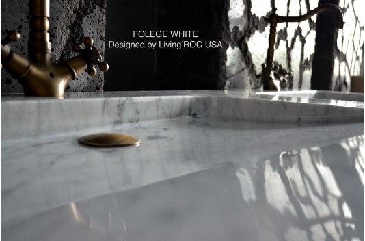 Double vasque blanche marbre de Carrare véritable FOLEGE WHITE Double vasque blanche marbre de Carrare véritable FOLEGE WHITE