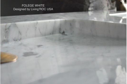 Double vasque blanche marbre de Carrare véritable FOLEGE WHITE Double vasque blanche marbre de Carrare véritable FOLEGE WHITE