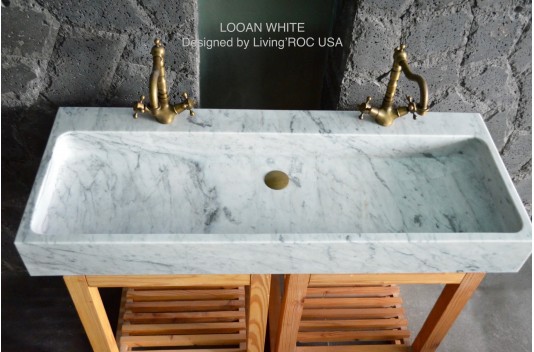 Double vasque en marbre de Carrare véritable 120cm ESTEL WHITE Double vasque en marbre de Carrare véritable 120cm ESTEL WHITE