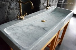 Double vasque en marbre de Carrare véritable 120cm ESTEL WHITE