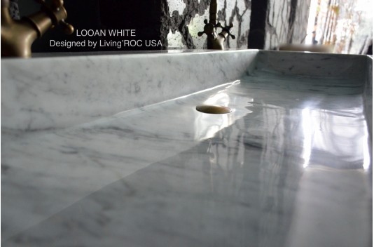 Double vasque en marbre de Carrare véritable 120cm ESTEL WHITE Double vasque en marbre de Carrare véritable 120cm ESTEL WHITE