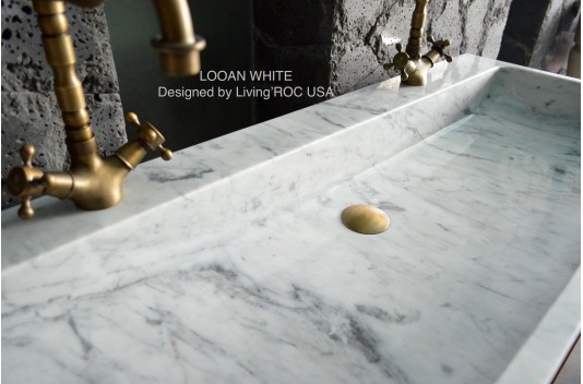 Double vasque en marbre de Carrare véritable 120cm ESTEL WHITE Double vasque en marbre de Carrare véritable 120cm ESTEL WHITE