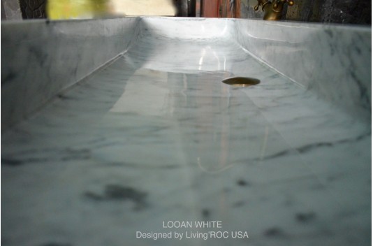 Double vasque en marbre de Carrare véritable 120cm ESTEL WHITE Double vasque en marbre de Carrare véritable 120cm ESTEL WHITE