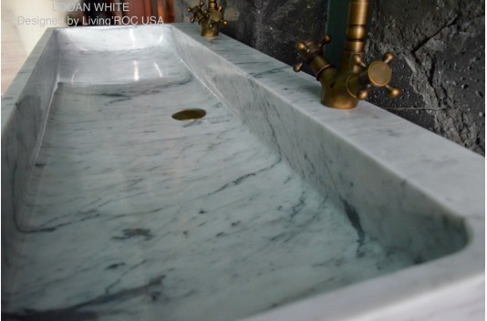 Double vasque en marbre de Carrare véritable 120cm ESTEL WHITE Double vasque en marbre de Carrare véritable 120cm ESTEL WHITE