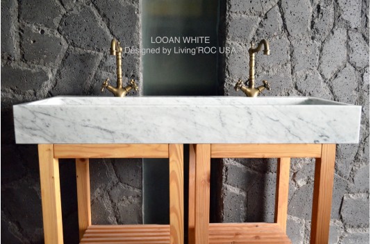 Double vasque en marbre de Carrare véritable 120cm ESTEL WHITE Double vasque en marbre de Carrare véritable 120cm ESTEL WHITE