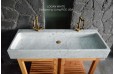 Double vasque en marbre de Carrare véritable salle de bain ESTEL WHITE