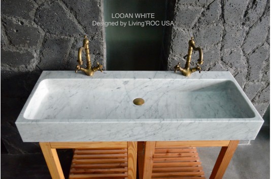 Double vasque en marbre de Carrare véritable 120cm ESTEL WHITE Double vasque en marbre de Carrare véritable 120cm ESTEL WHITE