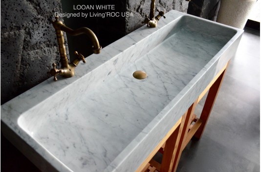 Double vasque en marbre de Carrare véritable 120cm ESTEL WHITE Double vasque en marbre de Carrare véritable 120cm ESTEL WHITE