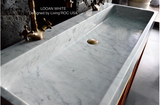 Double vasque en marbre de Carrare véritable 120cm ESTEL WHITE Double vasque en marbre de Carrare véritable 120cm ESTEL WHITE